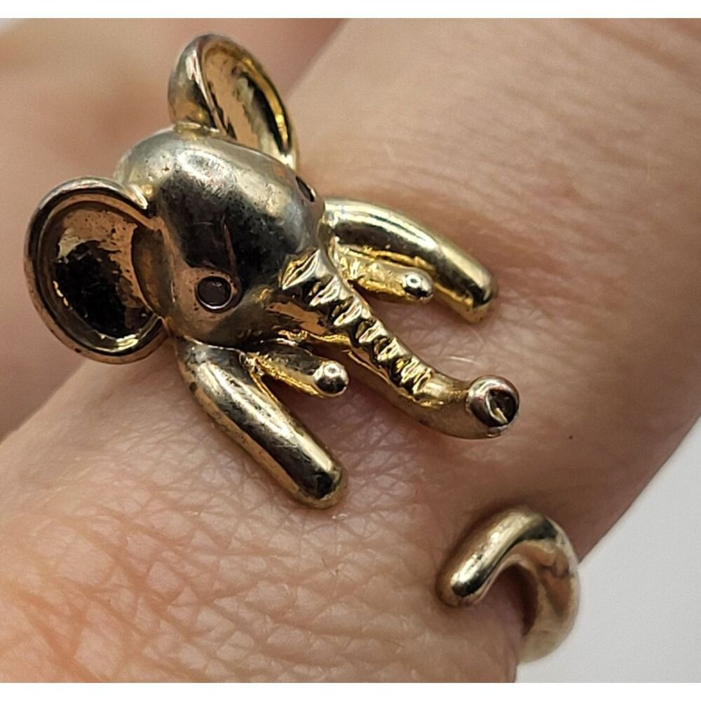 Adorable Tiny Elephant Ring Vermeil Size 7.5